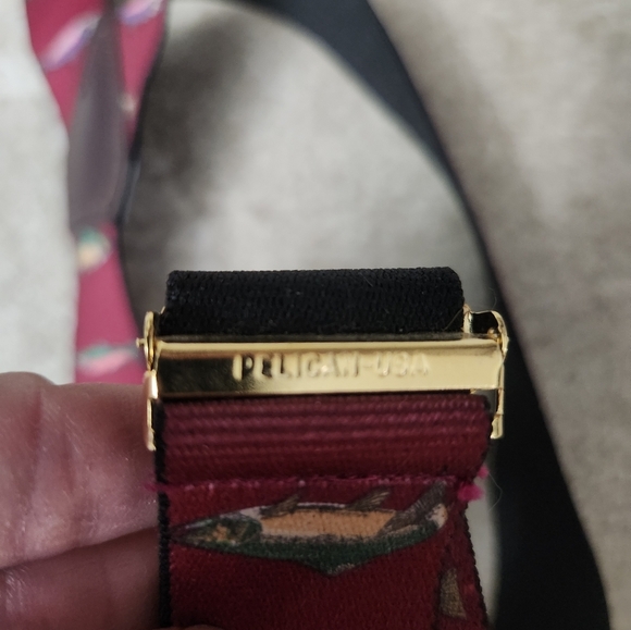 Men's Burgundy and Black Suspenders Fish Fishing Trout - Picture 4 of 4